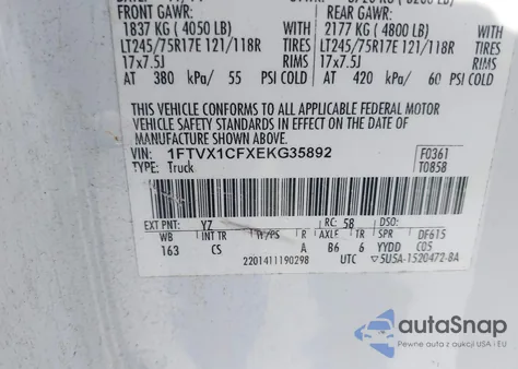 2014 Ford F-150 Xl from USA, damaged, VIN 1FTVX1CFXEKG35892